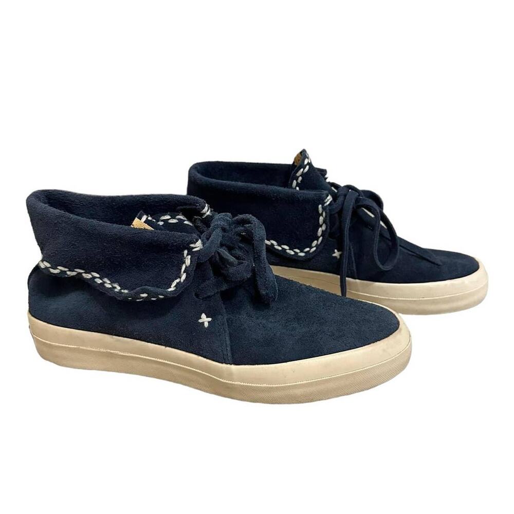 Visvim Navy Flynt Hi Sashiko Suede Sneakers Size‎ 8